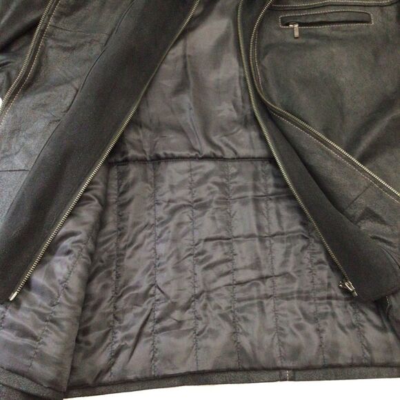 CRUZE men black genuine leather jacket mid season classic plus size 2XL - Picture 11 of 16